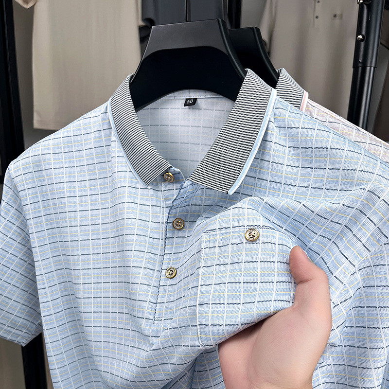 เสื้อโปโลสำหรับผู้ชาย แบบมีปกเปิด พิมพ์ลายสก๊อต รูปที่ 3