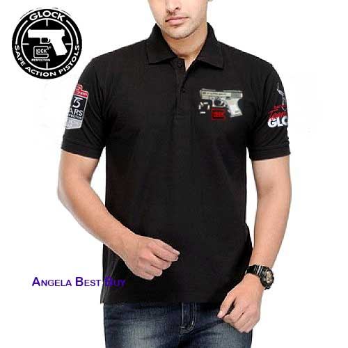 เสื้อโปโลปักลายปืน GLOCK PERFECTION สุดเทรนดี้ คุณภาพสูง 100% เนื้อผ้าดรายฟิต