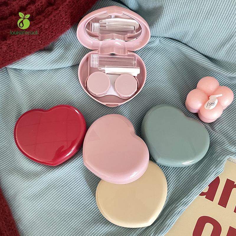 Louislifecool Cute Candy Colored Contact Lens Case Mirror Companion Box Travel Easy Carry Storage ให