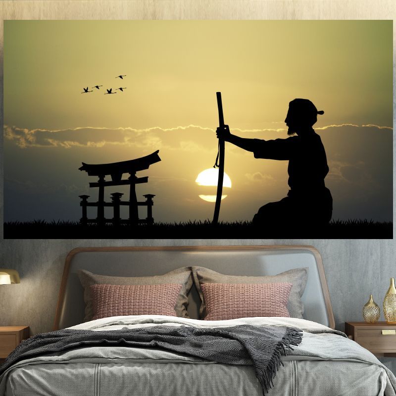 ญี่ปุ่น Samurai Tapestry Bar B & B แรเงา Villa Wall ผ้าข้างเตียงผ้าพื้นหลังร้านอาหารหม้อร้อน