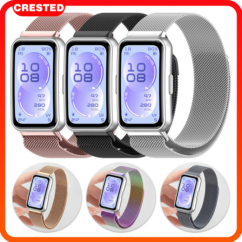 สายรัดแม่เหล็กโลหะ Milanese Loop for Huawei Band 11/ 11 Pro/ Huawei Band 10 9 8 อุปกรณ์เสริมสร้อยข้อมือสแตนเลส