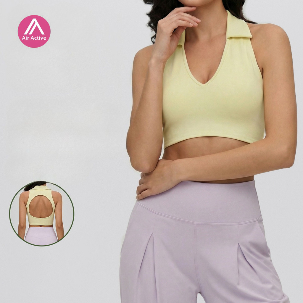 AirActive เสื้อกีฬาผู้หญิง ระบายอากาศได้ดี สไตล์โปโล พร้อมช่องเจาะด้านหลัง เหมาะสำหรับโยคะและการออกกำลังกายแบบเบาๆ