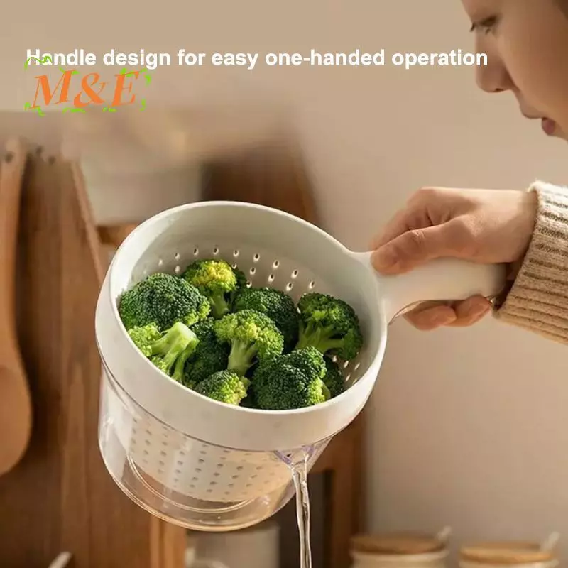 [M&E] Double Layer เกรดอาหารผัก Drainer ตะกร้าสําหรับผลไม้ซักผ้าอ่างล้างจาน Organizer และ Storage Solution [ใหม่]