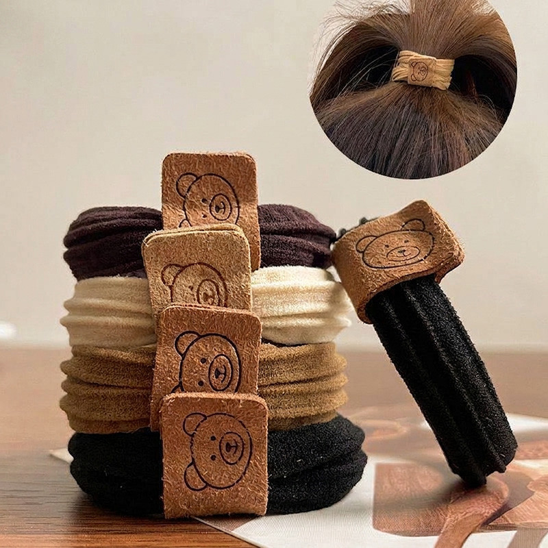 ยางรัดผมสปริงต์ลายหมีน่ารัก - 5 สี (ดำ, ขาวเบจ, คาเฟ่อ่อน, คาเฟ่เข้ม, น้ำตาล) | SKU หลากหลาย (1 ชิ้น, 5 ชิ้นสีเดียว, 5/10 ชิ้นผสม, 5ดำ+5คาเฟ่อ่อน, 5ดำ+5คาเฟ่เข้ม)