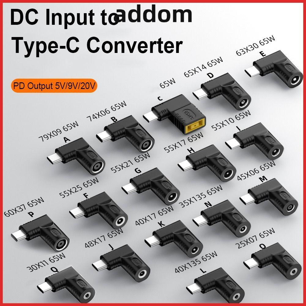 ADDOM Power Adapter USB C Connector 5.5X2.5 7.4X0.9 4.5X0.6mm 5v 9v 12v PD 65W สําหรับ //