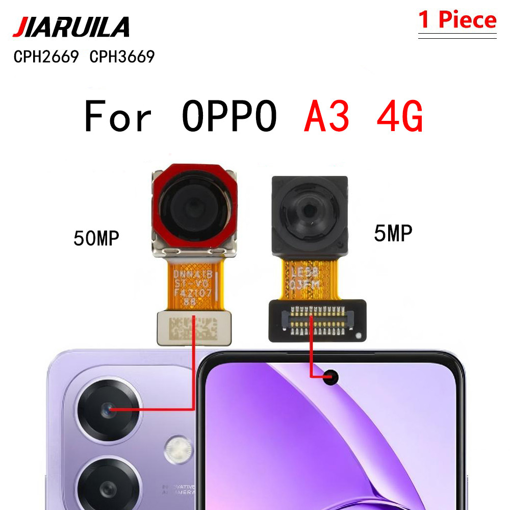 ด้านหน้า Selfie Facing กล้องกลับกล้องด้านหลังสําหรับ OPPO A3 4G CPH2669 CPH3669 อะไหล่ทดแทน