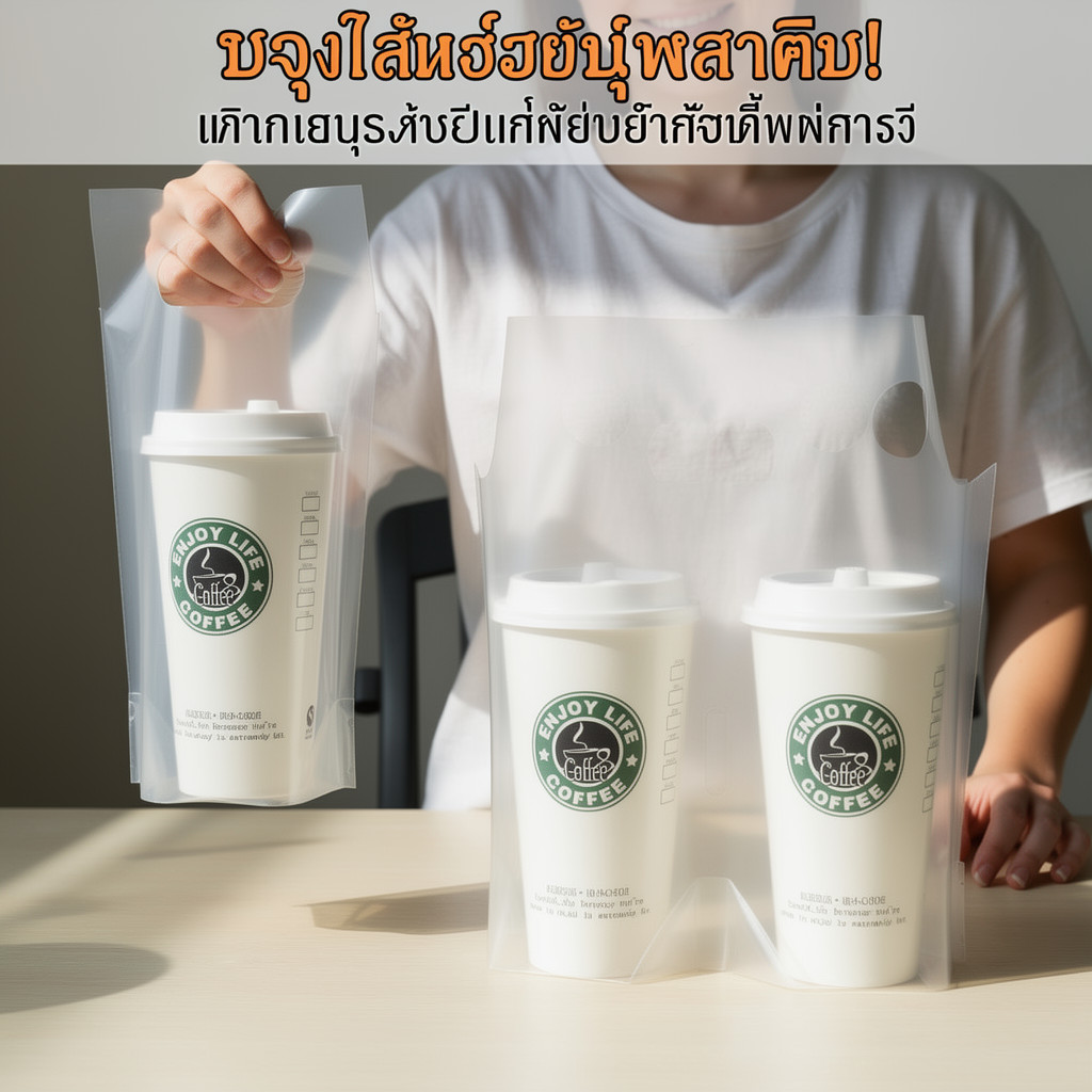 ผู้ให้บริการถ้วยกระเป๋าพลาสติกเดี่ยวคู่เครื่องดื่มที่วางแก้วหนาทนทาน ซื้อกลับบ้าน ร้านค้า หีบห่อ 100
