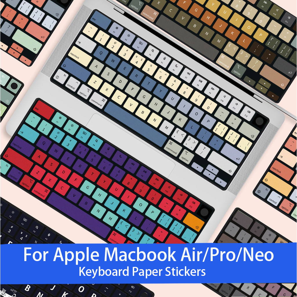 สําหรับ Macbook Air/Pro/Neo M1 M2 M3 M4 M5 สติ๊กเกอร์แป้นพิมพ์สี Derocation /Micro Matte Soft Paper คีย์บอร์ดฟิล์ม/ ป้องกันรอยขีดข่วน Protetcor