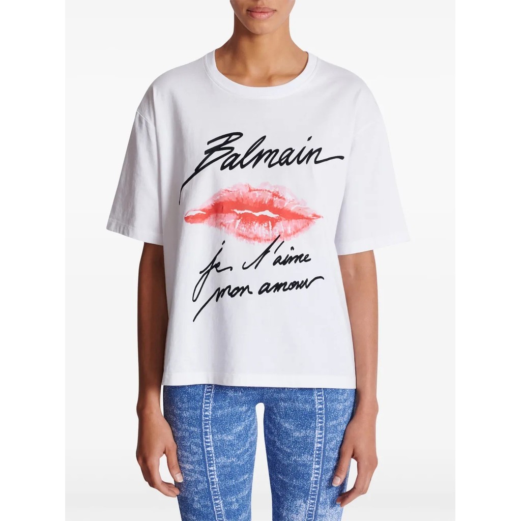 7JRX BALM''''N Summer New Arrival: Red Lip Print Romantic Light Luxury Short Sleeve T Unisex loose-f