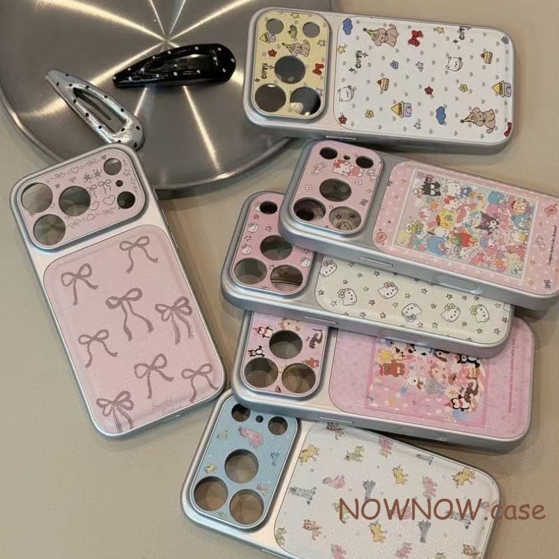 สําหรับ IPhone 17 16 15 14 Plus 13 12 11 Pro Max X XR XS Max สีชมพูน่ารักโบว์สาวเงินหน้าต่างขนาดใหญ่หนังเคสโทรศัพท์นุ่ม ราคา ถูกที่สุด ดีลบีเคเค