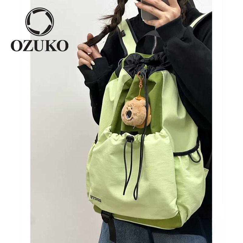 OZUKO โอซูโกะ กระเป๋าเป้สะพายหลังแบบหูรูด, กระเป๋าเป้สะพายหลังสําหรับเดินป่าที่ทนต่อน้ํา, กระเป๋าแบด