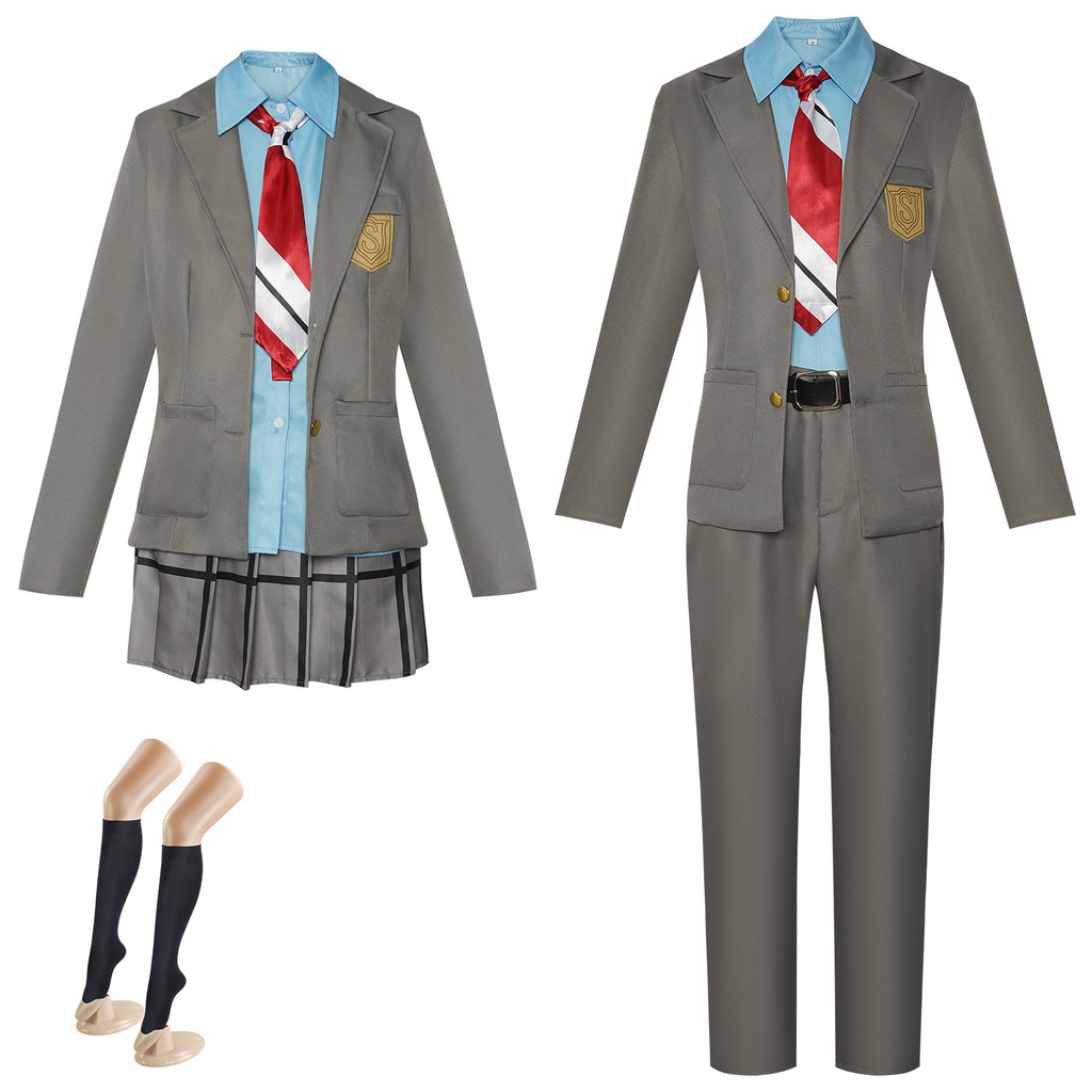 April Is Your Lie Halloween Cosplay Uniforms: Miyako Shionoya and Kousei Arima School Uniforms for R