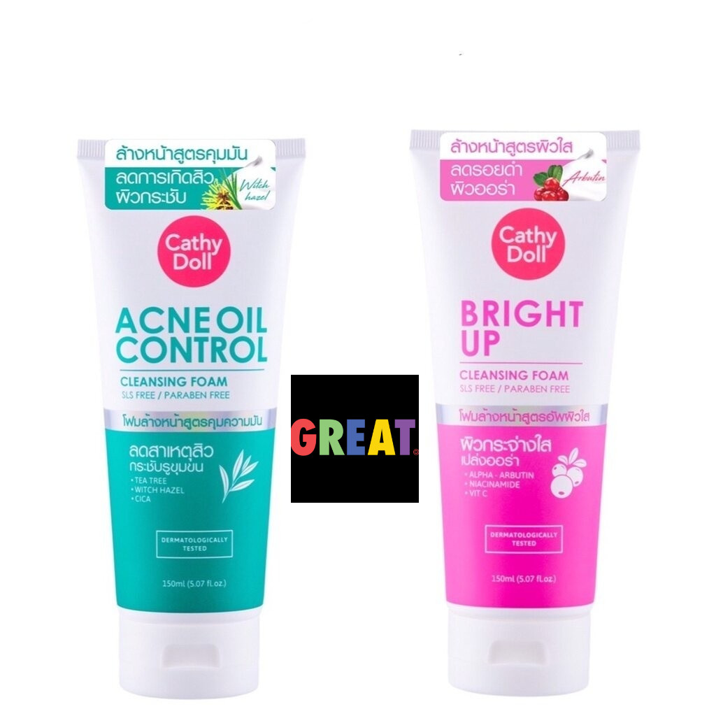 Cathy Doll Foam Acne Oil & Bright up 150 ml. โฟมล้างหน้าเคที่ดอลล์ แอคแน่ ออยล์ & ไบรท์ อัพ