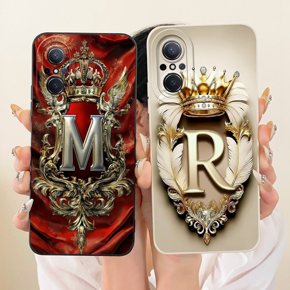 สําหรับ Huawei Nova 9 SE Royal Crown จดหมายเริ่มต้นเคสโทรศัพท์ Nova 9 SE JLN-LX1 JLN-LX3 เลนส์ป้องกั