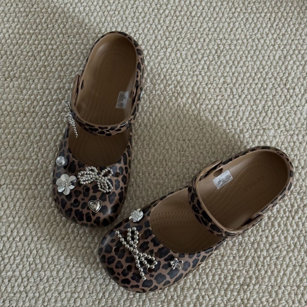 Little Step Dance Leopard Print Ballet Hole Shoes Flower Comfort All-Match