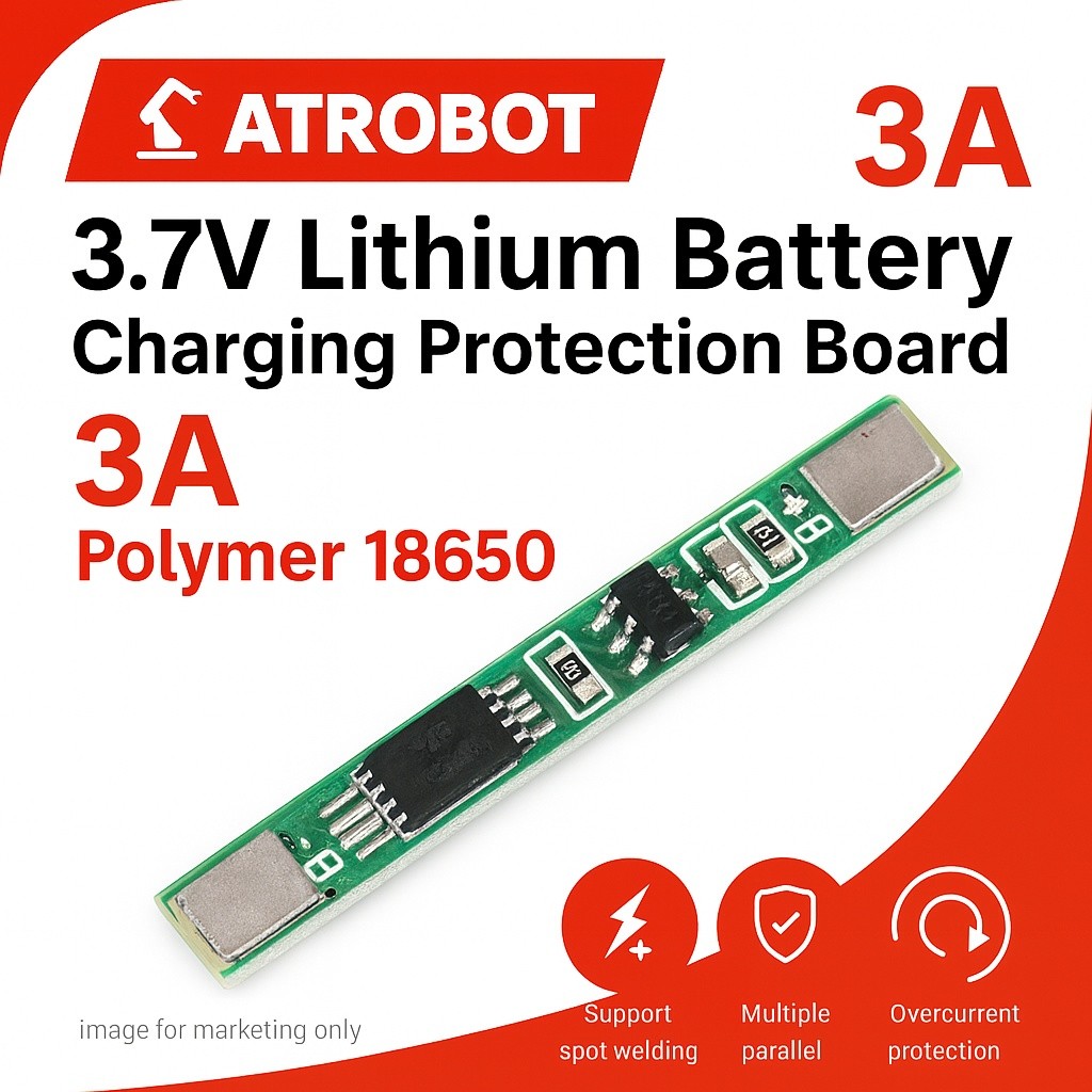 3.7V Li Battery Charging Board, Polymer 18650 Compatible, Spot Weldable, Parallel Connect, 3A Overcurrent