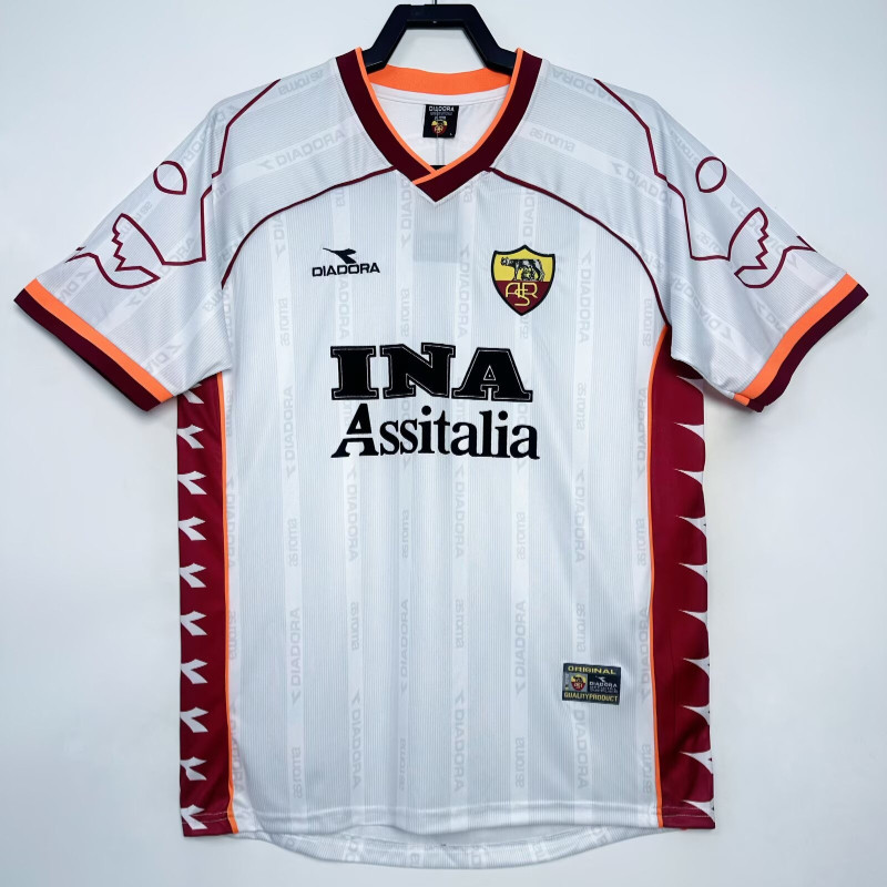 S-XXL 1999-00 Roma Away White Retro Jersey ort Sleeve Sports Jersey