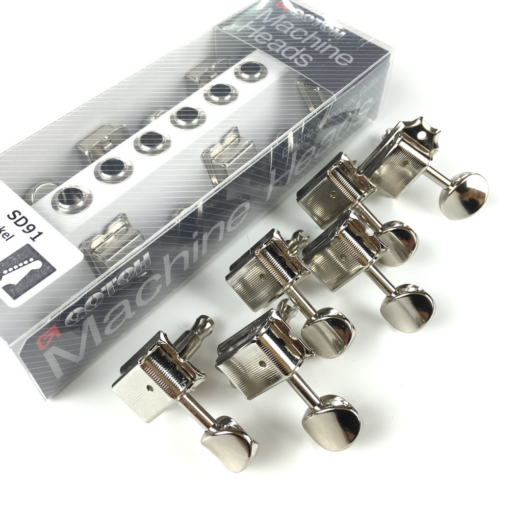 Original 6 In-line GOTOH SD91-05M Kluson กีตาร์ไฟฟ้าวินเทจหัวเครื่องจูนเนอร์ (นิกเกิล) Tuning Peg MA