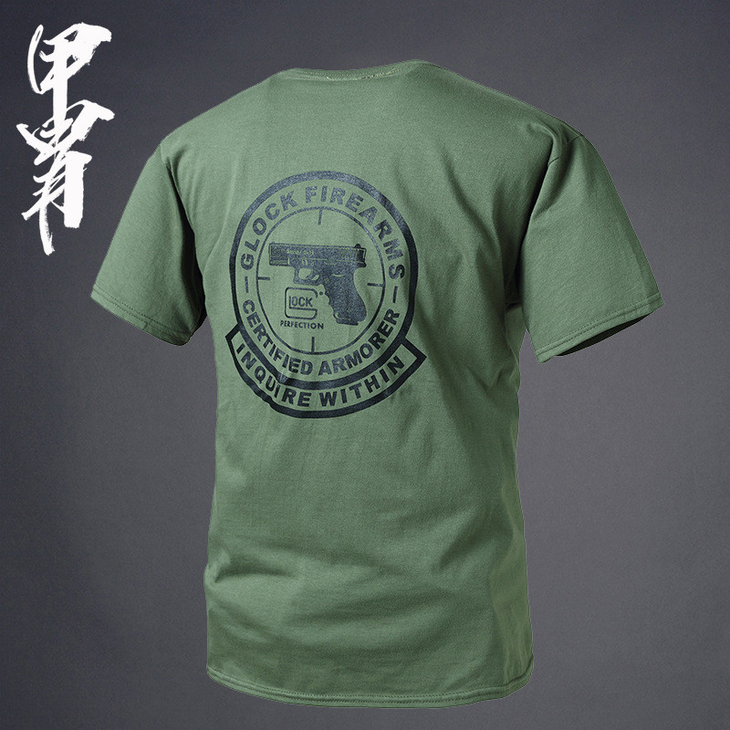 เสื้อยืดแขนสั้นผู้ชายแบบคลายคล้อง ลายพิมพ์ Glock GLOCK สไตล์ Base Club