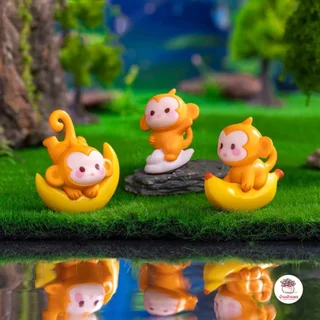 ลิงจ๋อขี่กล้วย [ เซต 4 ชิ้น ] ตุ๊กตาจิ๋ว โมเดลจิ๋ว แต่งสวน ตุ๊กตาแต่งสวนจิ๋ว ตุ๊กตาจัดสวนถาด