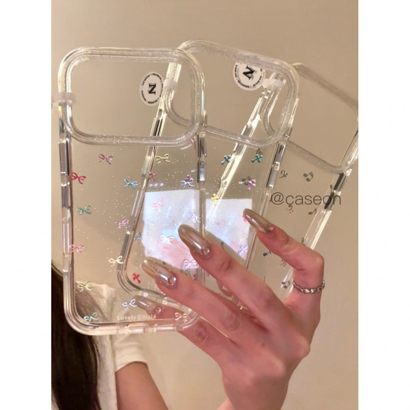 Caseon Shine Arc edge โปร่งใสการ์ตูนแฟชั่นน่ารักเคสโทรศัพท์สําหรับ IPhone 15 14 17 17 Pro Max 14pro 16pro 15pro 17pro ฝาครอบป้องกัน Hard Glitter Simple Clear