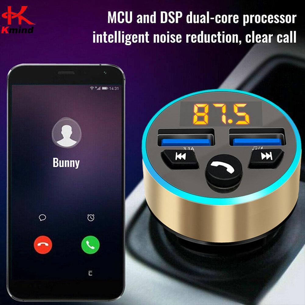 เครื่องส่งสัญญาณ FM Modulator รถไร้สายบลูทูธ 5.0 USB Auto Aux วิทยุ Mp3 เครื่องเล่นเพลงแฮนด์ฟรีชุดรถ