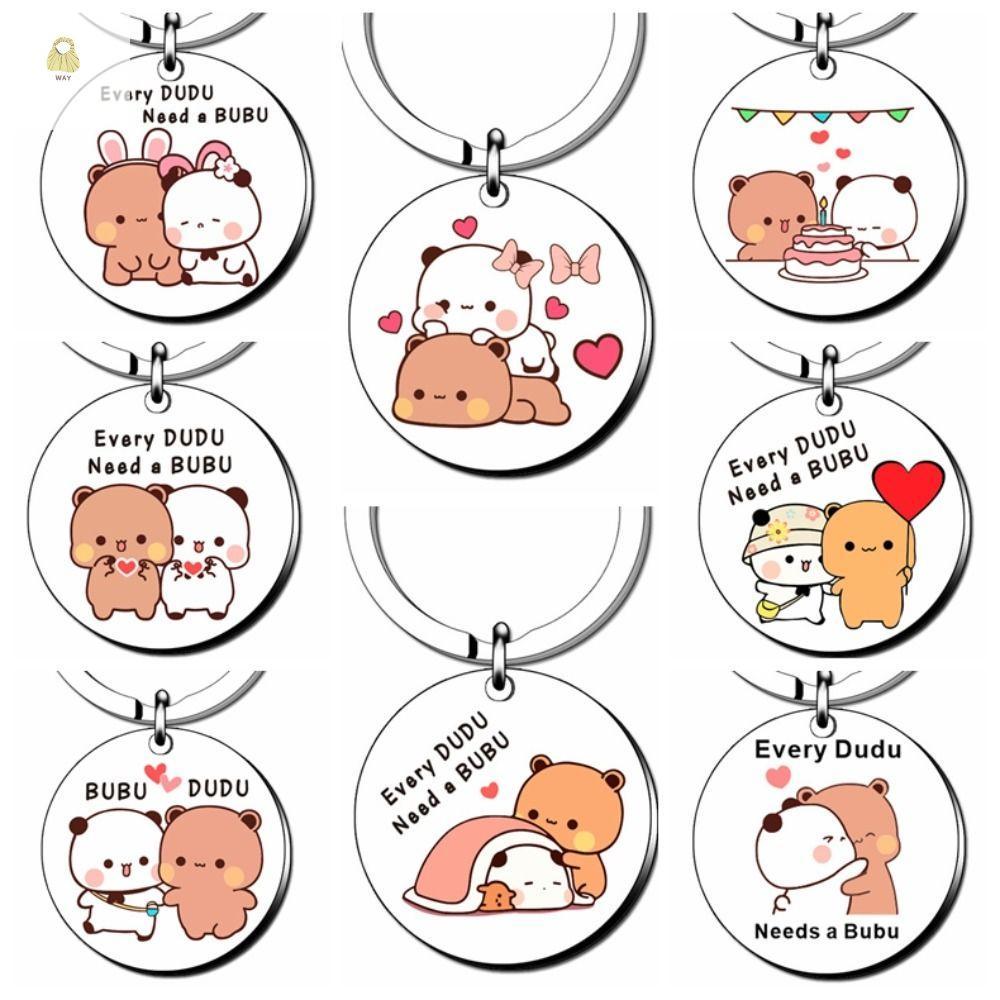 WAY Bubu Dudu Key Chain,ทุก Dudu Needs a Bubu Panda และ Bear Bubu Dudu จี้, เครื่องประดับสแตนเลสครบร