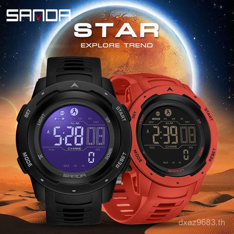 นาฬิกาปลุก Pedometer นาฬิกาสมาร์ทกันน้ํา Multi-Function Sanda กีฬากันกระแทก Mountaineering Calorie ส