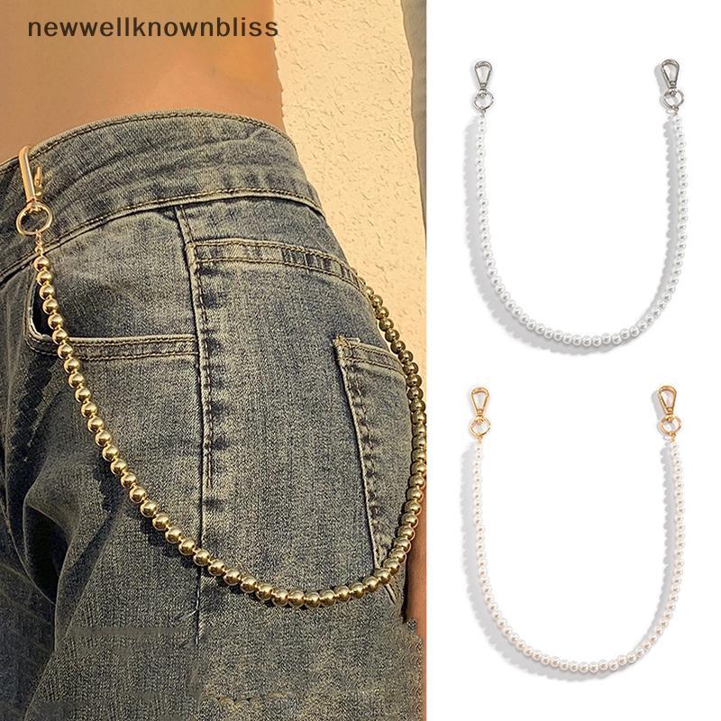 กางเกงยีนส์เอวintage พร้อมกระเป๋าสตางค์โซ่ สร้อยคอ ลูกปัด แฟชั่นเครื่องประดับ CCD