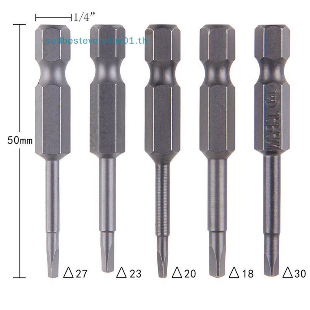 & Sellingbest & 5 ชิ้น/เซ็ตแม่เหล็กสามเหลี่ยมหัวไขควง Bits S2 เหล็ก 1/4 Hex Shank 50 มม.