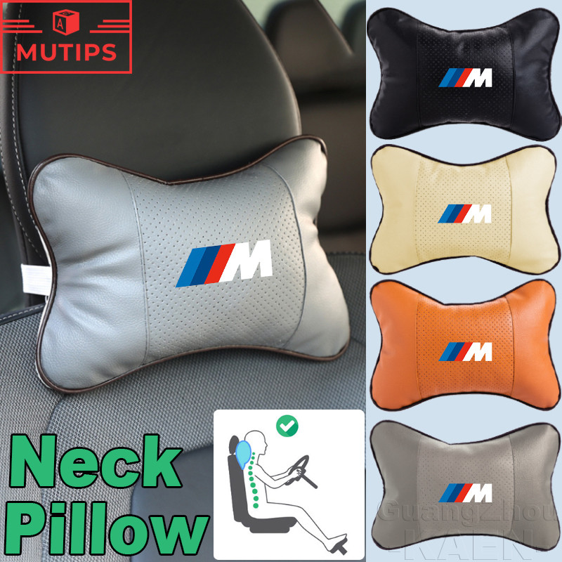 BMW M หนัง หมอนรองคอ Neck Pillow Comfort พนักพิงศีรษะรถยนต์ สนับสนุนการพักผ่อนหัวคอ สำหรับ F30 F10 E
