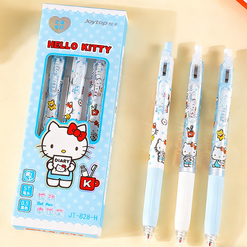 3ชิ้นการ์ตูนน่ารักแมวเจลปากกาชุด0.5มิลลิเมตรความจุขนาดใหญ่แห้งเร็วหมึกสีดําเขียนเรียบเซนต์ปลายปากกาสํานักงานปากกาลายเซ็น - รูปที่ 3