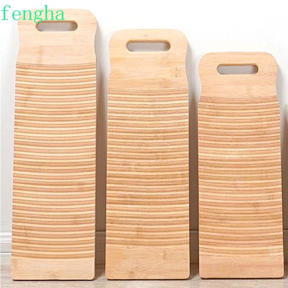 FENGHA Washboard ปฏิบัติบ้านไม้ไผ่กันลื่นสี่เหลี่ยมผืนผ้ากระดานซักผ้าแบบพกพา