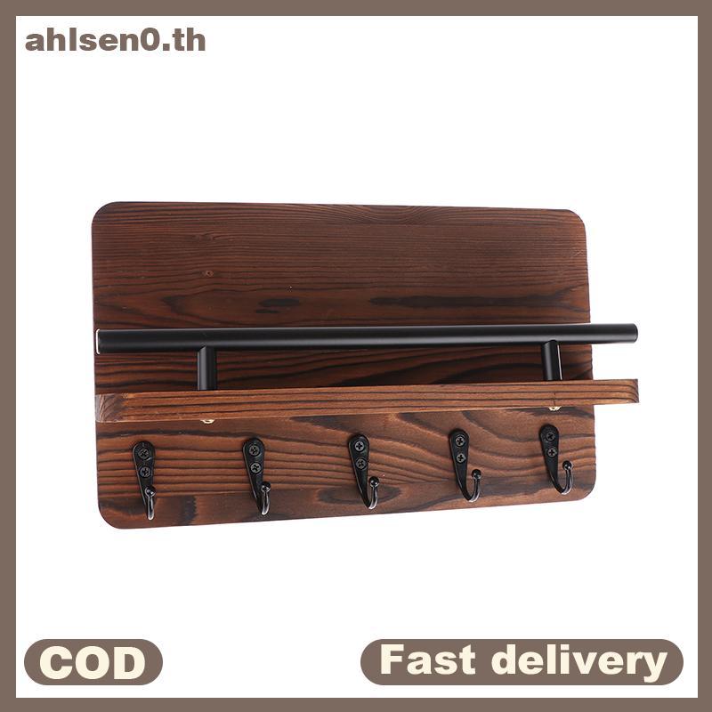 Ahlsen0 ผู้ถือกุญแจไม้และ Mail Organizer สําหรับทางเข้าบ้านตกแต่งติดผนังชั้นวางชั้นเก็บ th
