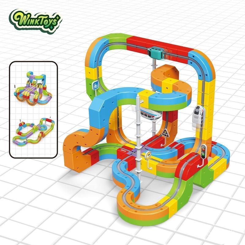 Magic Rail Block,Winktoys DIY Track Set,Building Block,Creative DIY Construction Set,Gravity-Down Dr