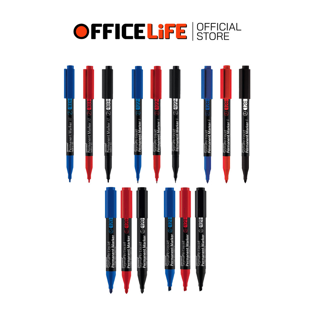 MONAMI (โมนามิ) ปากกา ปากกาสี SigmaFlo Liquid Permanent 103 / 120 / 121 / 122 / 128 Marker มี 5 ขนาด