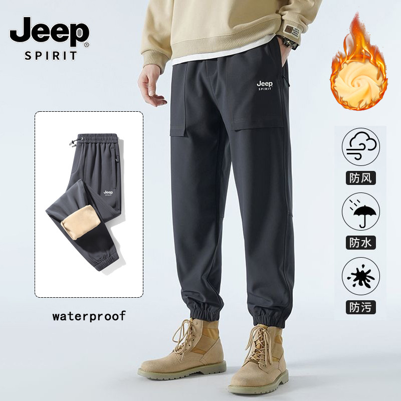 JEEP SPIRIT กางเกงทํางานผ้าฟลีซกันลมและสันทนาการสําหรับผู้ชาย