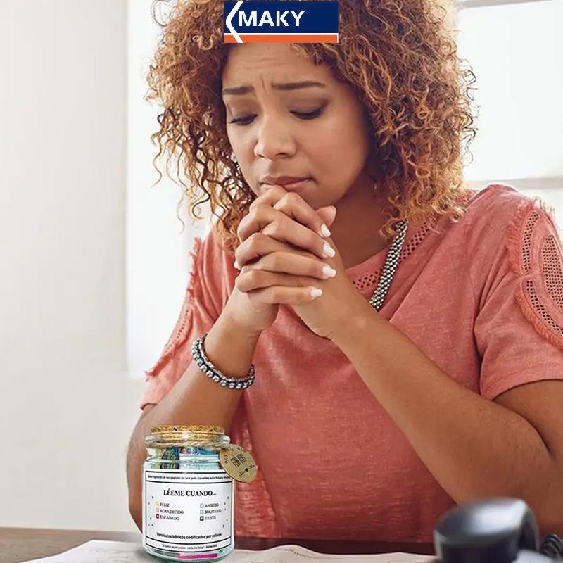 MAKY Bible Verse Jar สเปน Scripture สวดมนต์ Hope Bible Verse Jar ตกแต่ง Positive Thinking Emotional 