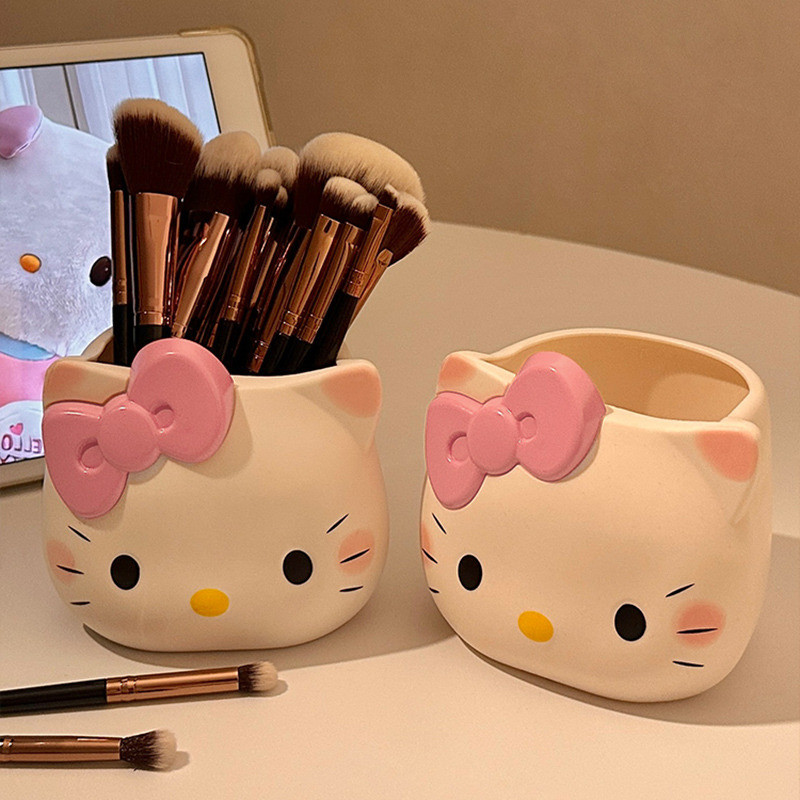 ที่ใส่ปากกาแมวคิตตี้กล่องเก็บของตั้งโต๊ะนักเรียนการ์ตูนเครื่องเขียนที่ใส่แปรงแต่งหน้าของขวัญ