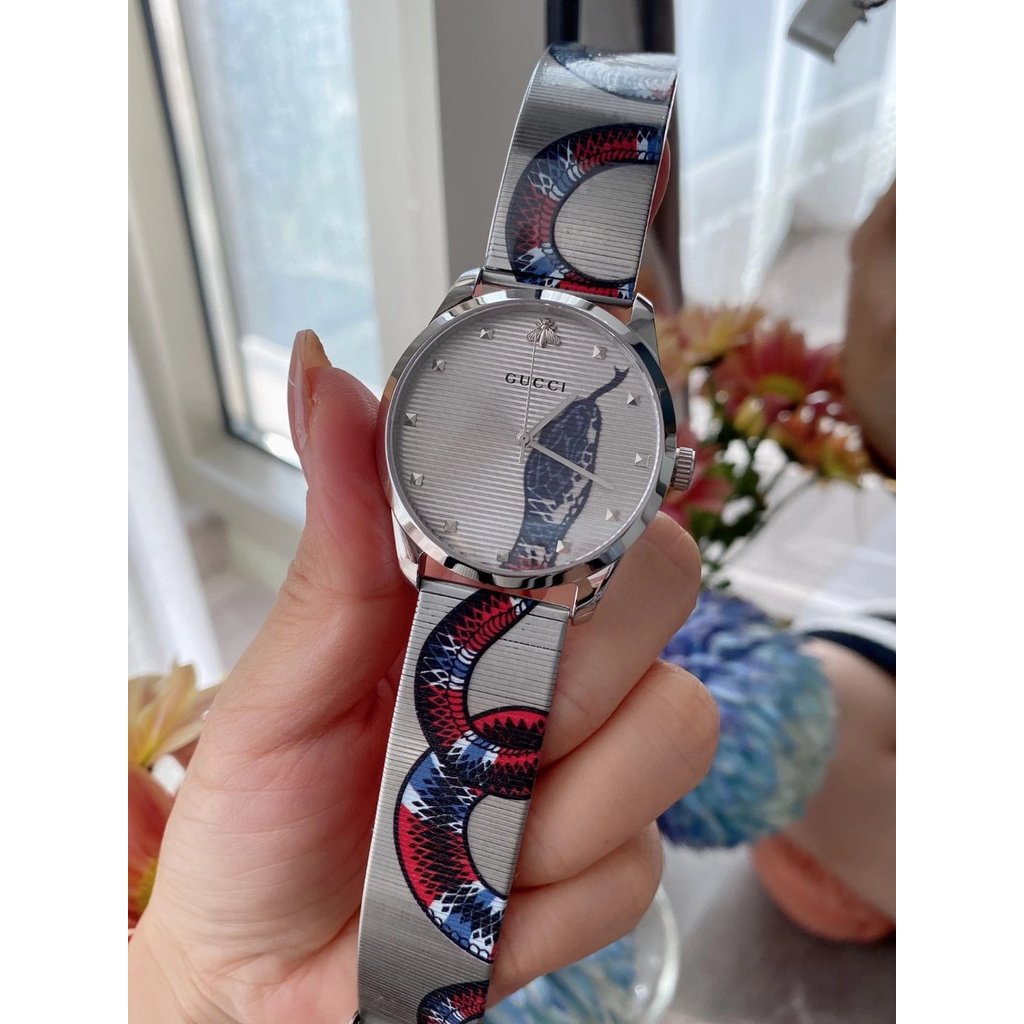 Swiss Quartz Movement 2 รูปแบบ GUCCI GUCCI GUCCI 3 มือนาฬิกาควอตซ์ไม่มีปฏิทิน 38 มม.นาฬิกาผู้ชายนาฬิ