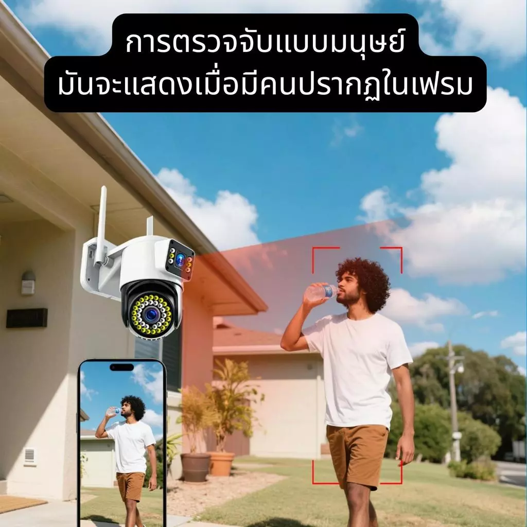 ไฟ LED 36+6 ดวง, WiFi 2.4G, หมุนได้ 360 องศา, การ์ด Micro SD, ความคมชัดสูง, สื่อสารสองทาง thumbnail 6