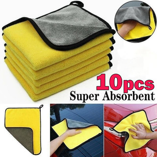 [COD]Super Absorbent Double Thickened Microfiber Car Wash Towel Lint-Free Reusable Car Cleaning