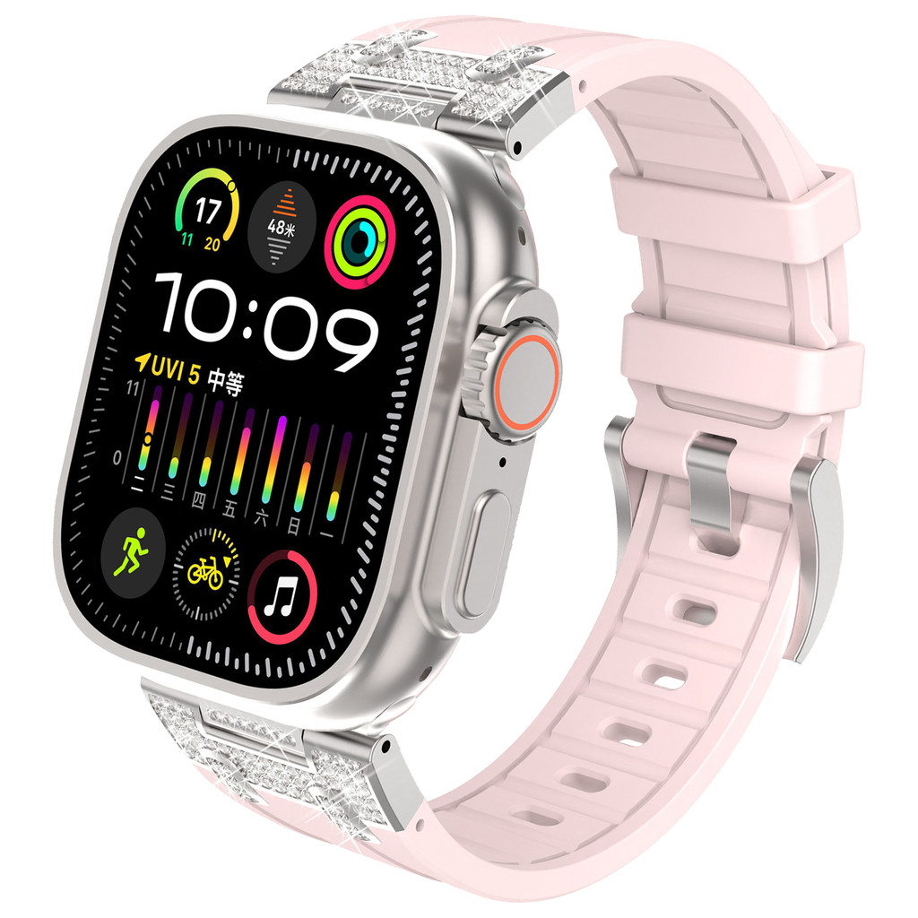 潮时尚款 潮流款 电动钻胶 表带 容 Apple Watch Series 11 10 9 8 7 iWatch S6