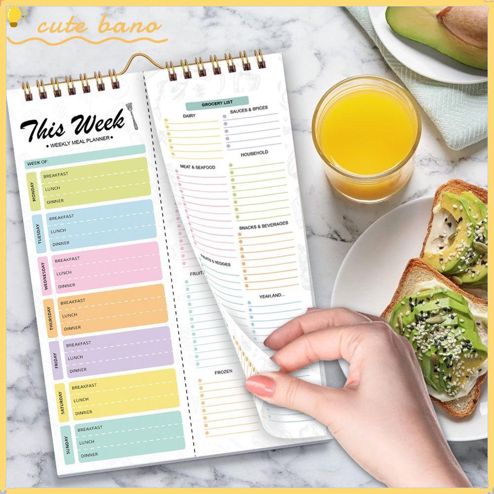 BANO Grocery List Notepad, Spiral Bound Planer Pad, Tear- Design Wall-Mounted 52 แผ่น Schedule Manag