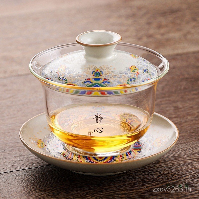 Ru เตาเผา High-End Sancai พร้อมฝาปิด One Person ชาแก้วชามสไตล์จีนใหม่ Toast ชาชามในครัวเรือนเฉพาะถ้ว