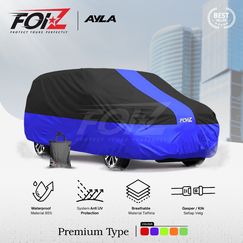 MM FOIZ สีดําฝาครอบรถกลางแจ้งรายการรวม Daihatsu Ayla / All New Ayla / Fonz สีดําผ้าคลุมรถรวมรายการกล
