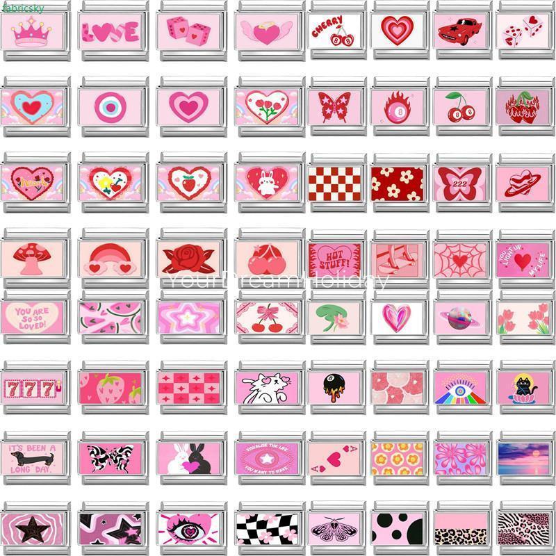 Y2K ขายส่งดอกไม้หัวใจอิตาเลียน charm สแตนเลส อุปกรณ์ทำสร้อยข้อมือและของขวัญสำหรับผู้หญิง