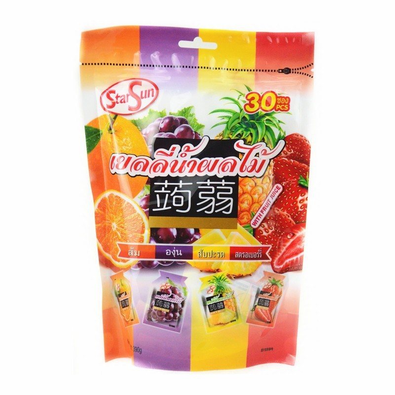 ประเทศไทยนําเข้า Jelly starsun Comprehensive Assorted Flavour รสผลไม้ Suckable Konjac Jelly 390g บรร