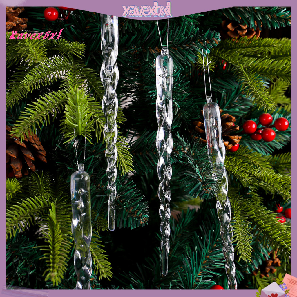 Xavexbxl|  คริสต์มาส Icicle เครื่องประดับแขวน Icicle ตกแต่ง 12 ชิ้นอะคริลิค Icicle คริสต์มาสเครื่องป
