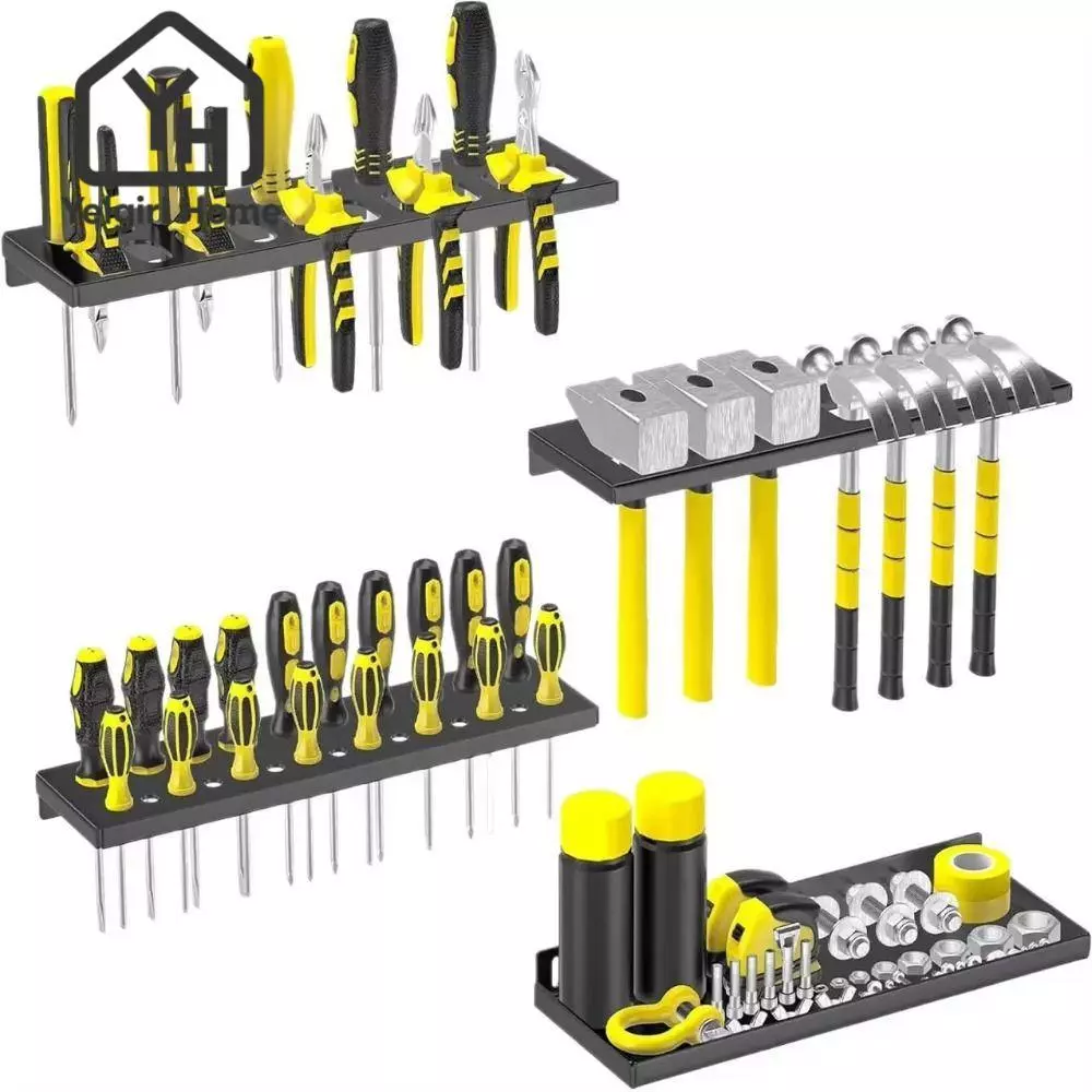 YELGIRLB ไขควง Organizer, สกรู Wall Mount คีม Organizer,แบบพกพากันสนิมเครื่องมือ Rack สําหรับ Garden Garage Workshop เครื่องมือหน้าอก Workbench